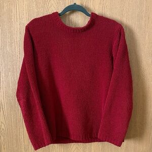 Elegant Red Women's Crew Neck Sweater